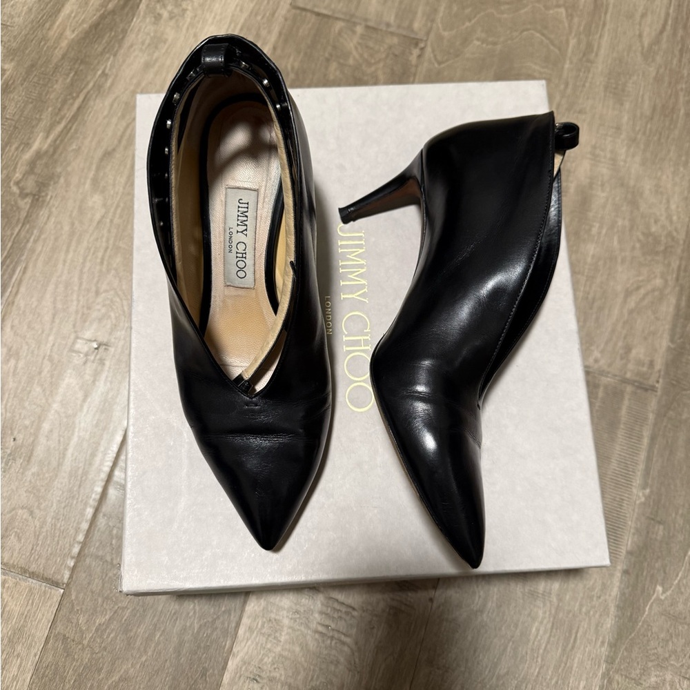 Jimmy Choo Black Leather Heels